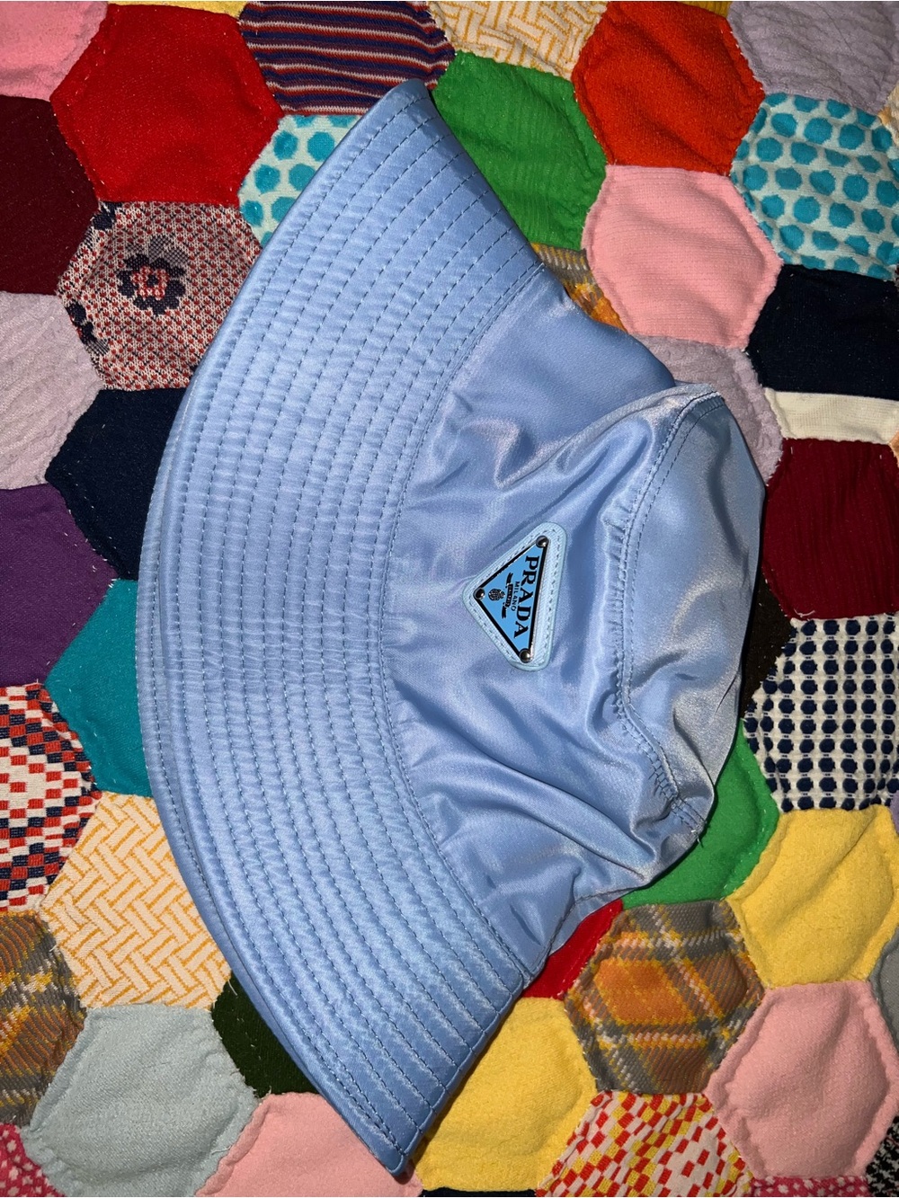 Prada Pastel Blue Nylon Bucket Hat